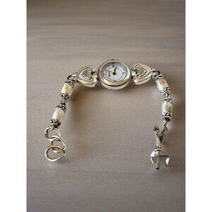 BRIGHTON Bismarck Silver & White Watch-Women’s-New Battery brighton tin included